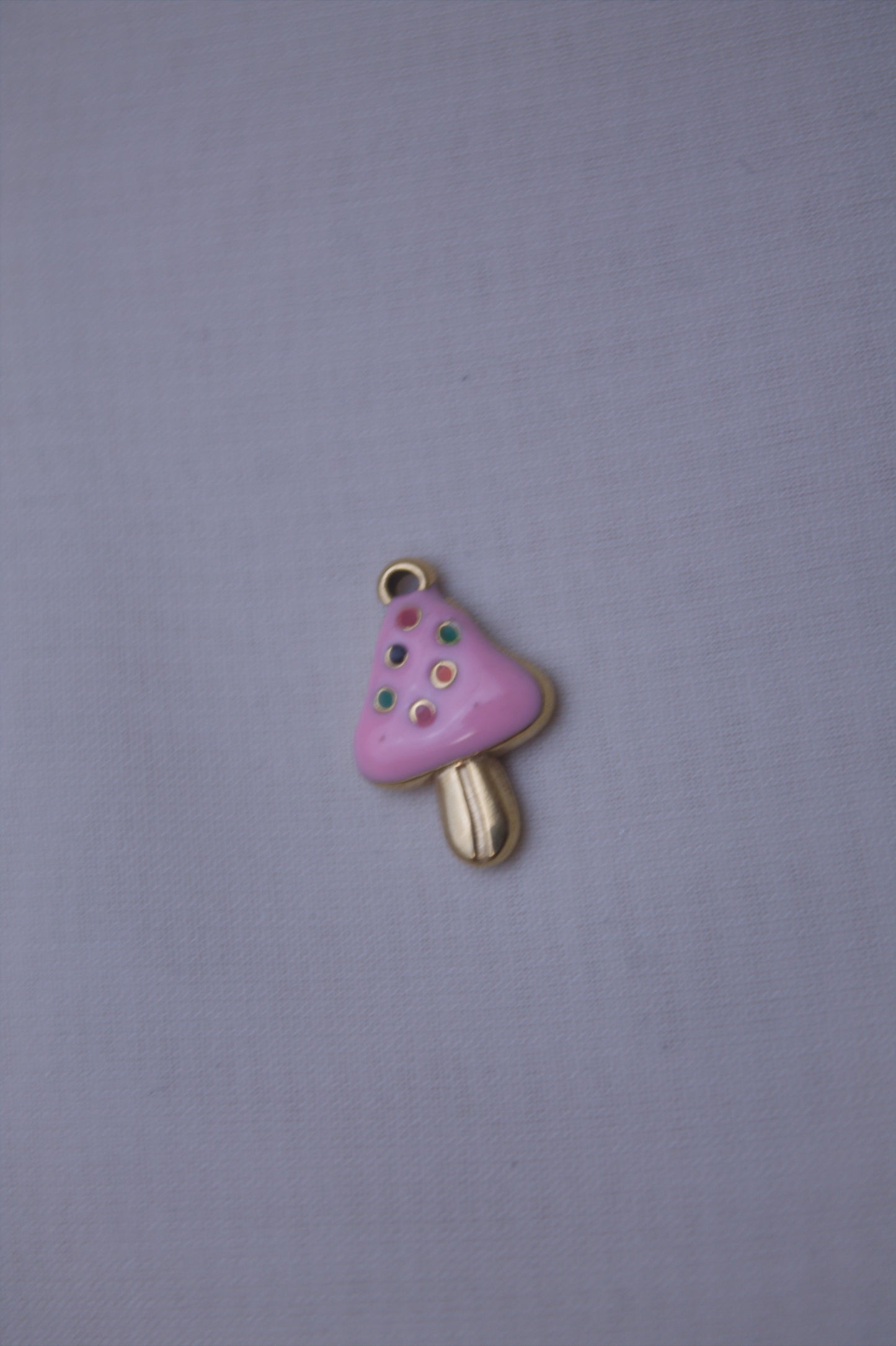 Pink Enamel Mushroom Charm