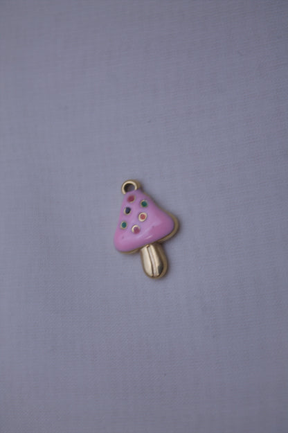 Pink Enamel Mushroom Charm