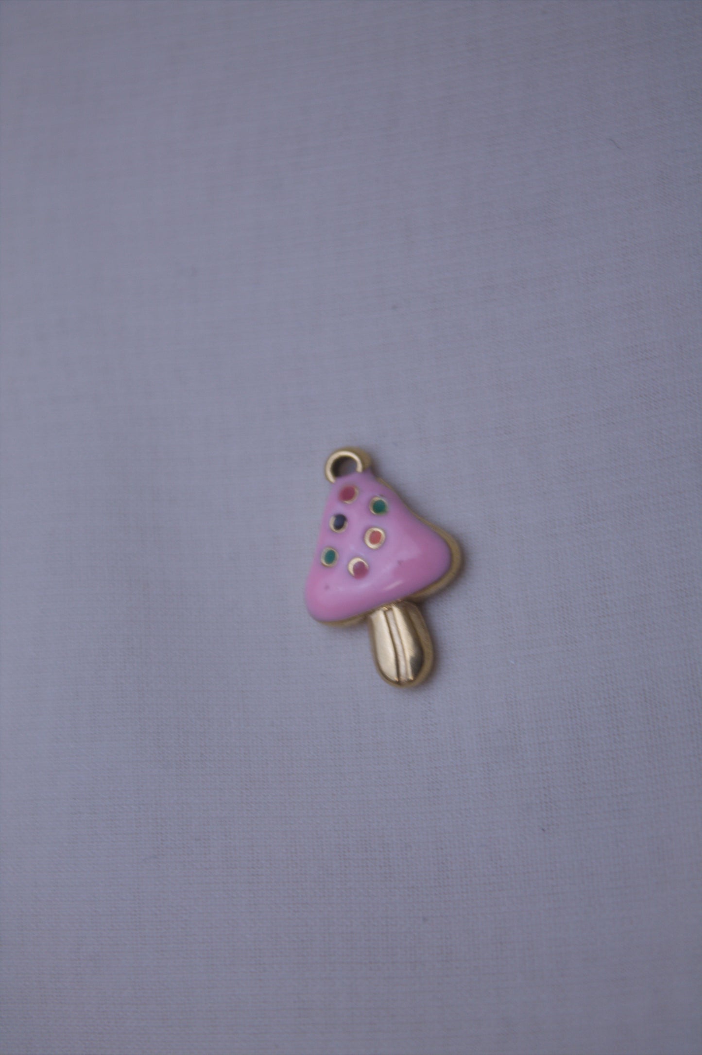 Pink Enamel Mushroom Charm