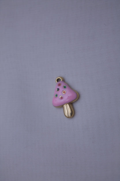 Pink Enamel Mushroom Charm