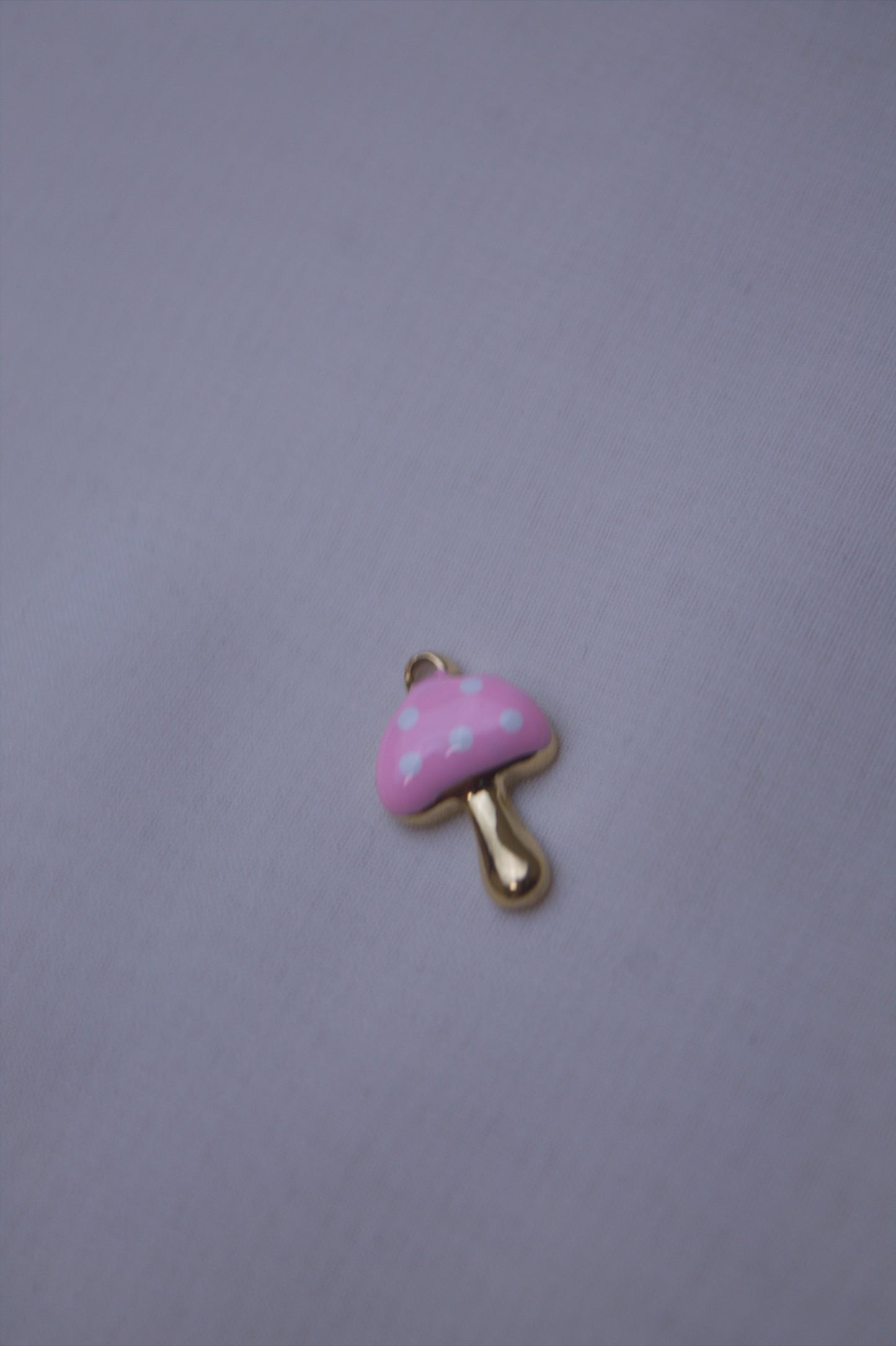Pink Enamel Mushroom Charm