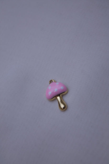 Pink Enamel Mushroom Charm