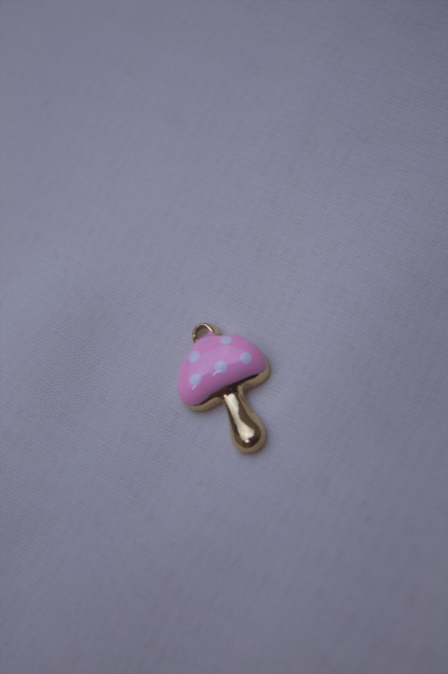 Pink Enamel Mushroom Charm