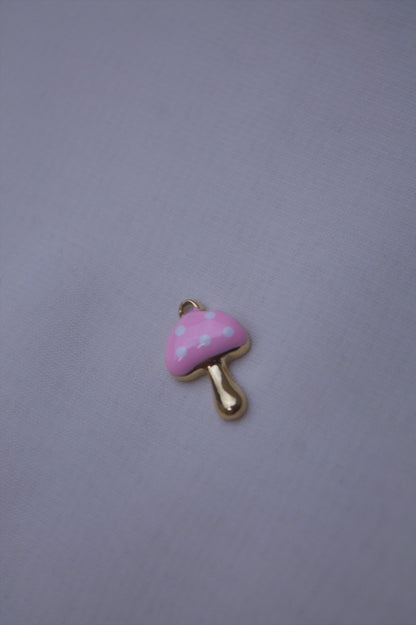 Pink Enamel Mushroom Charm