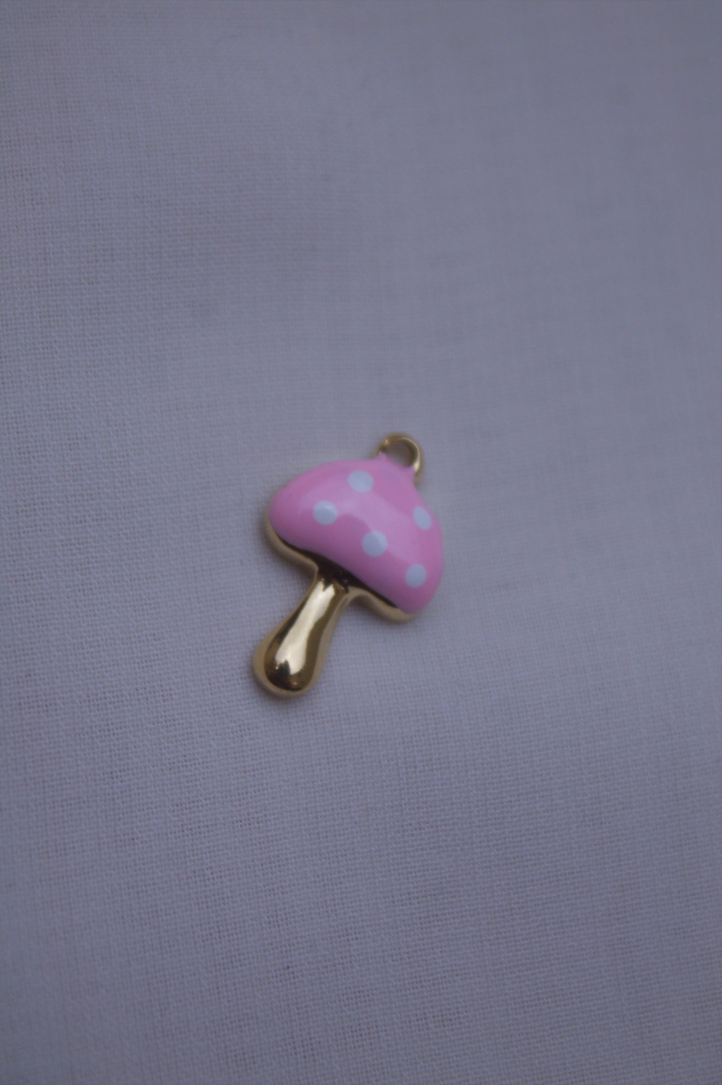 Pink Enamel Mushroom Charm