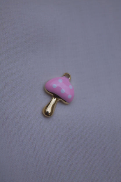 Pink Enamel Mushroom Charm