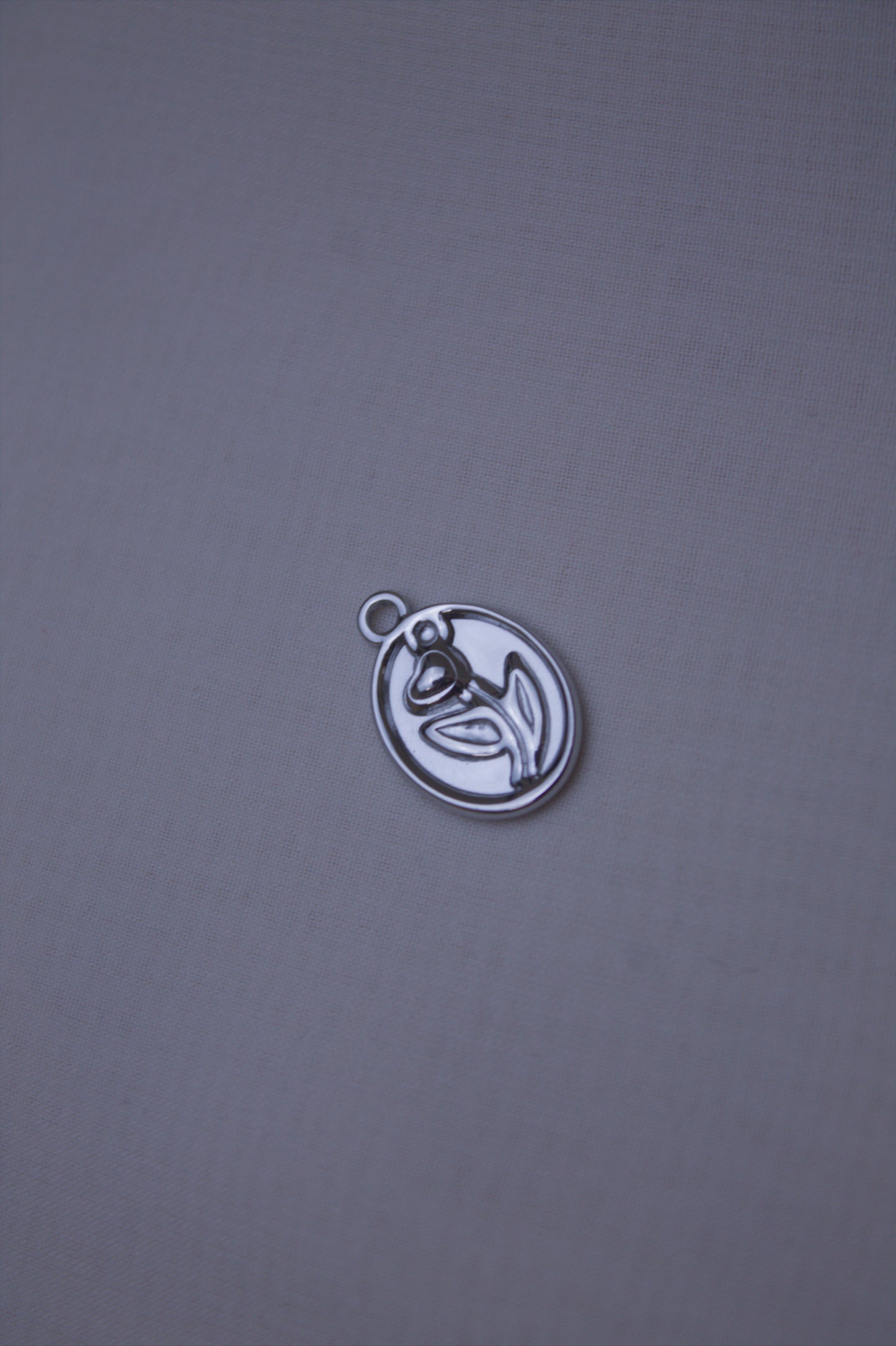 Silver Tulip Medallion Charm