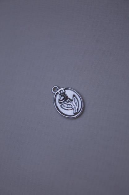 Silver Tulip Medallion Charm