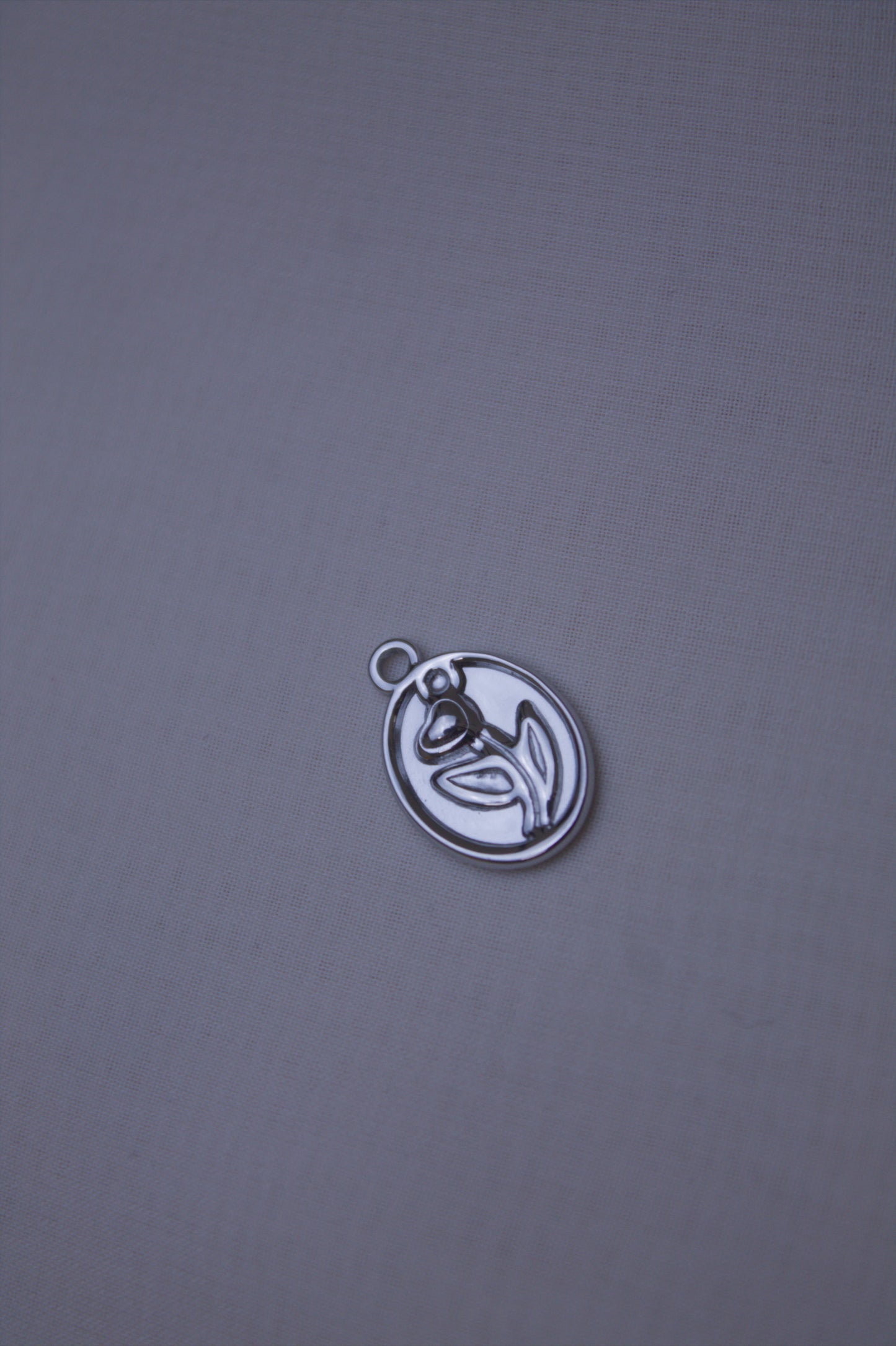 Silver Tulip Medallion Charm