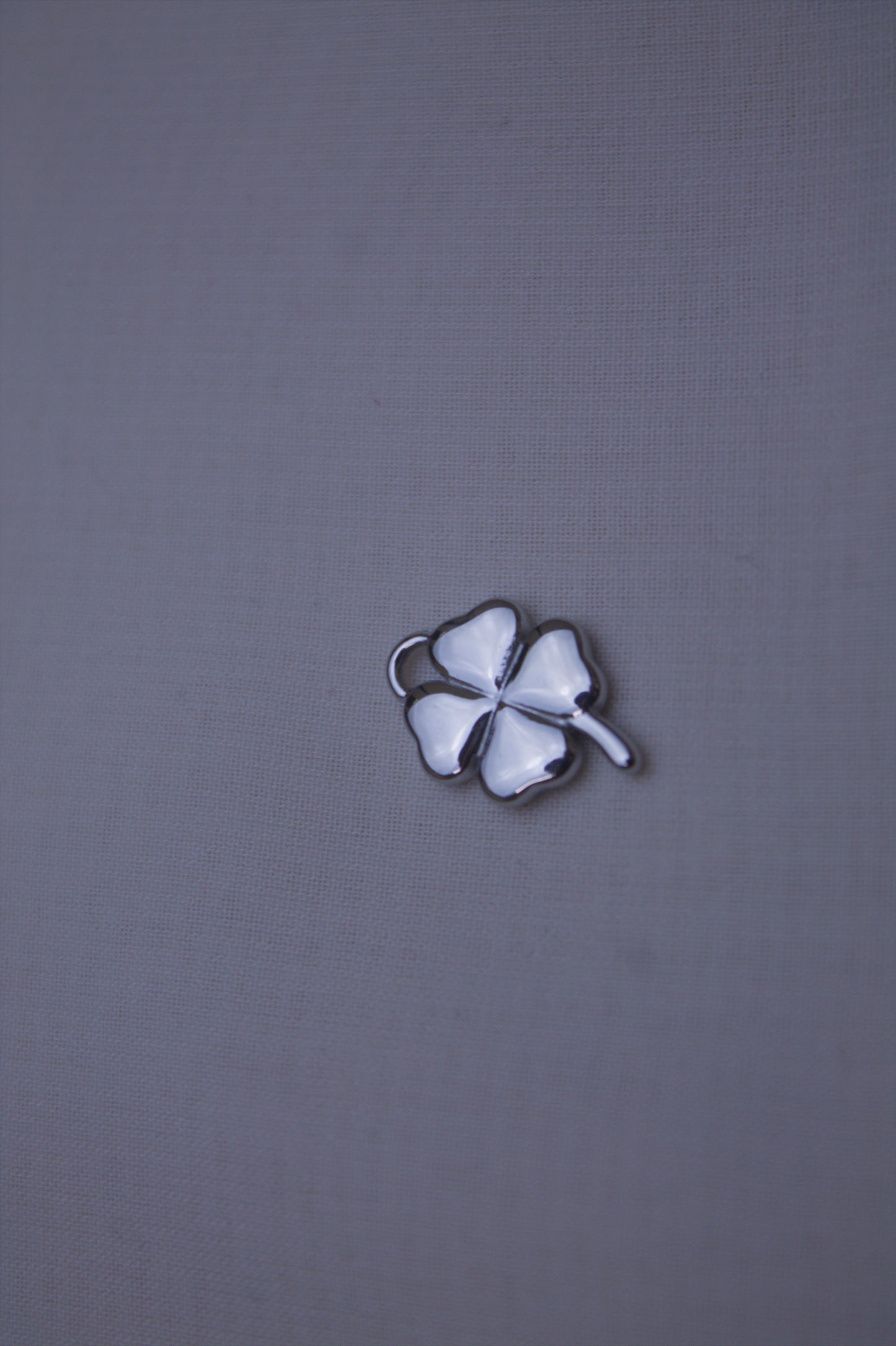 White Enamel Clover Charm
