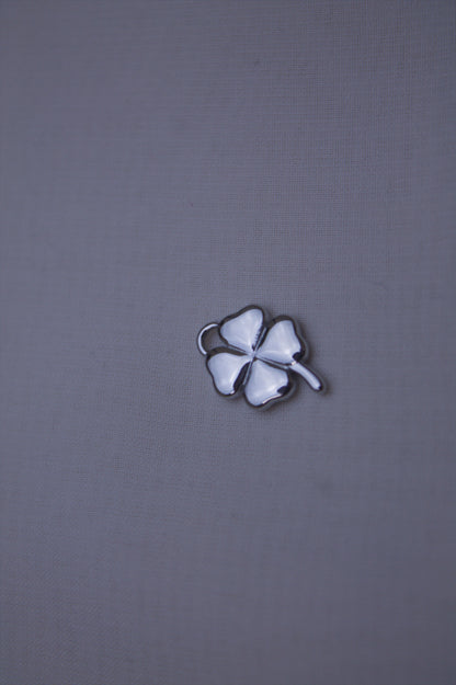 White Enamel Clover Charm