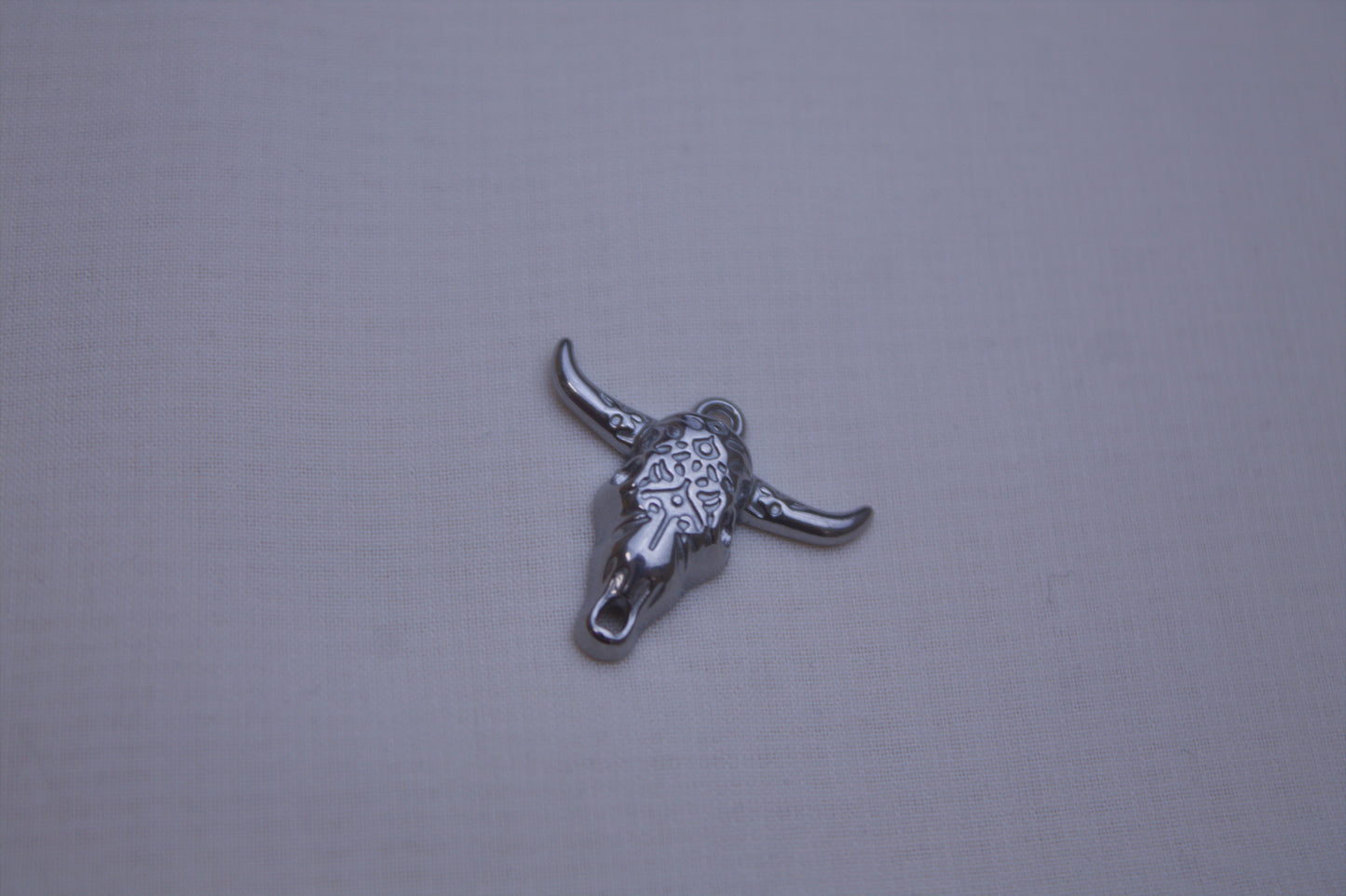Classic Silver Bull Skull Charm