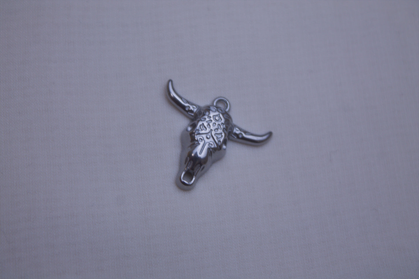 Classic Silver Bull Skull Charm