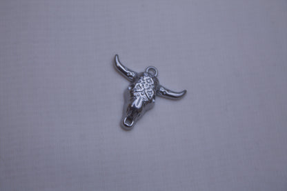 Classic Silver Bull Skull Charm