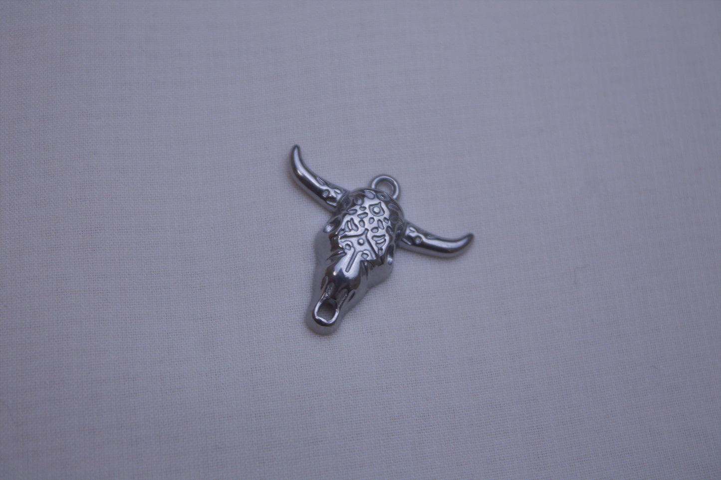 Classic Silver Bull Skull Charm