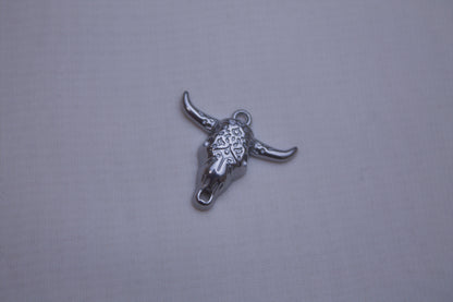 Classic Silver Bull Skull Charm