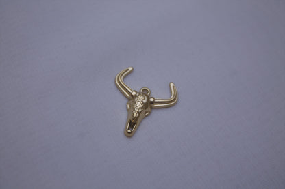 Classic Gold Longhorn Skull Charm