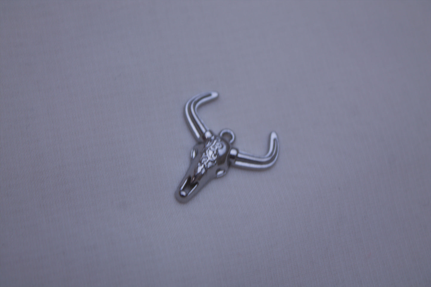 Classic Silver Longhorn Skull Charm