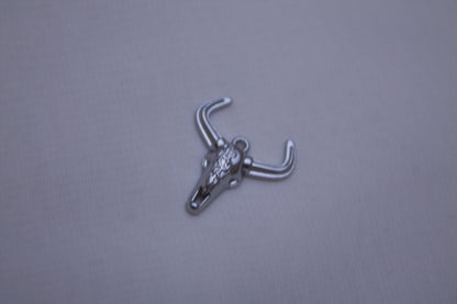 Classic Silver Longhorn Skull Charm