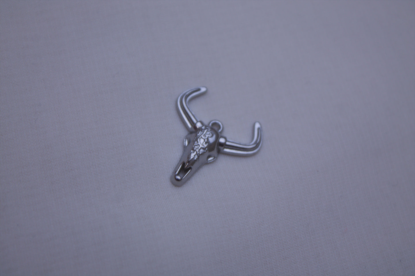 Classic Silver Longhorn Skull Charm