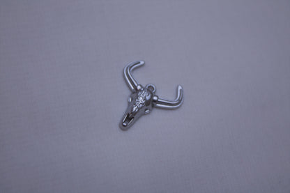 Classic Silver Longhorn Skull Charm