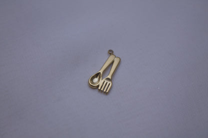 Classic Gold Spoon Fork Charm