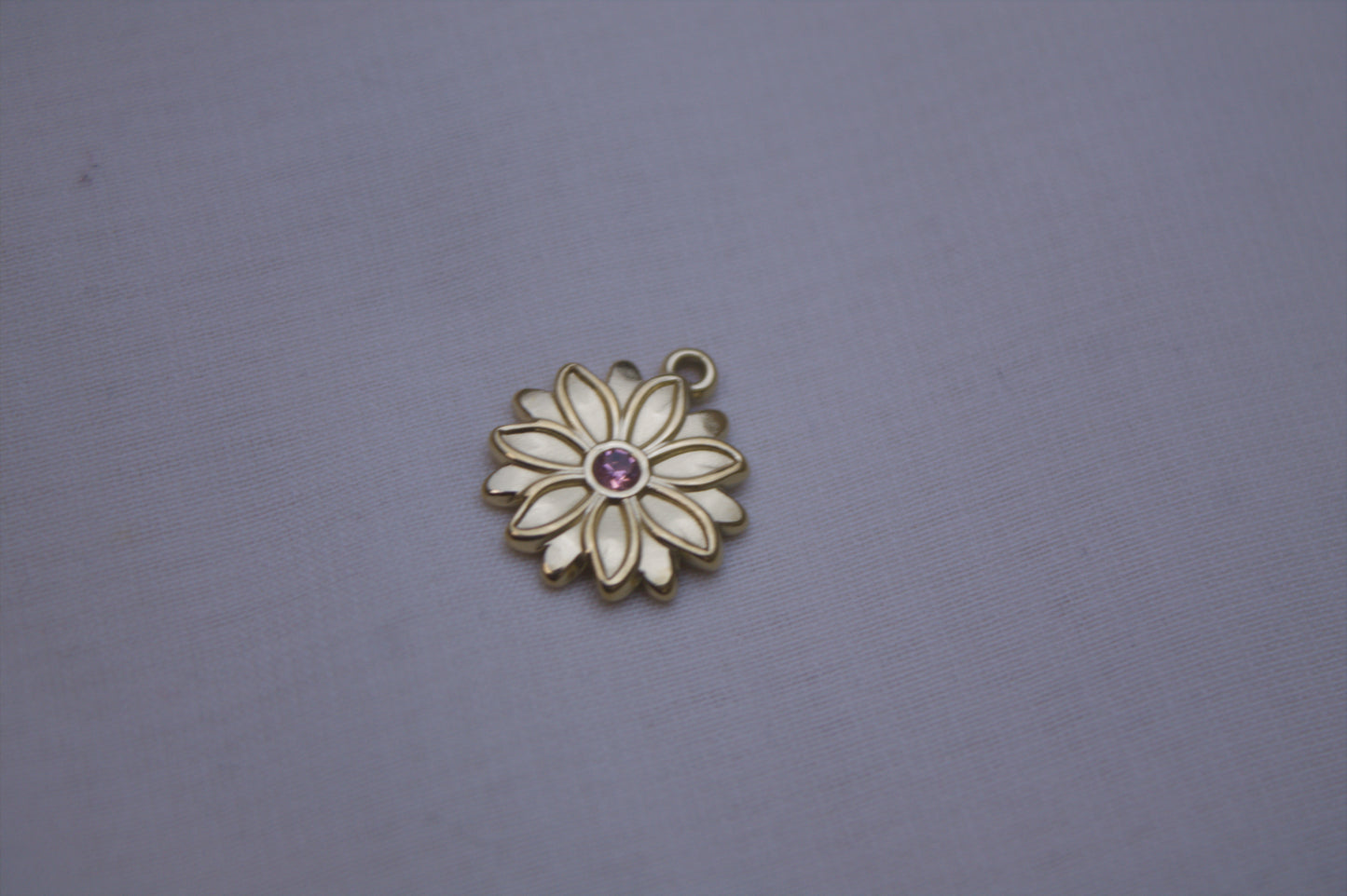 Gold White Enamel Daisy Charm
