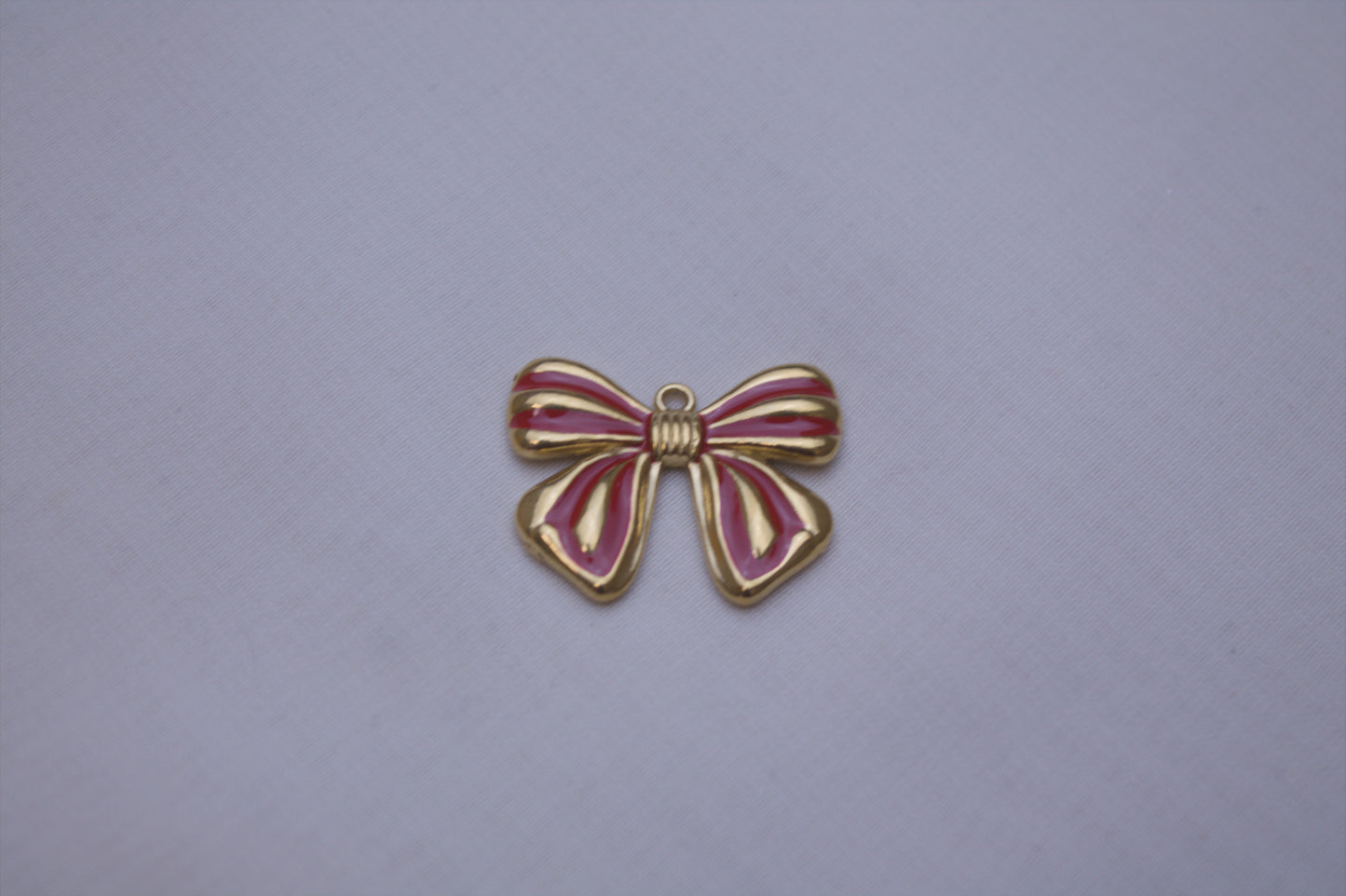 Gold Red Enamel Bow Charm