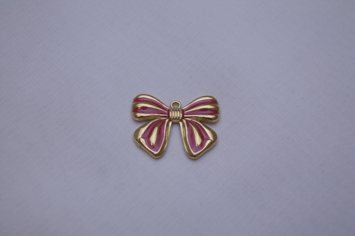 Gold Red Enamel Bow Charm