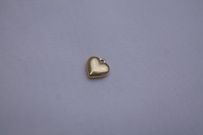Gold Crystal Puffy Heart Charm