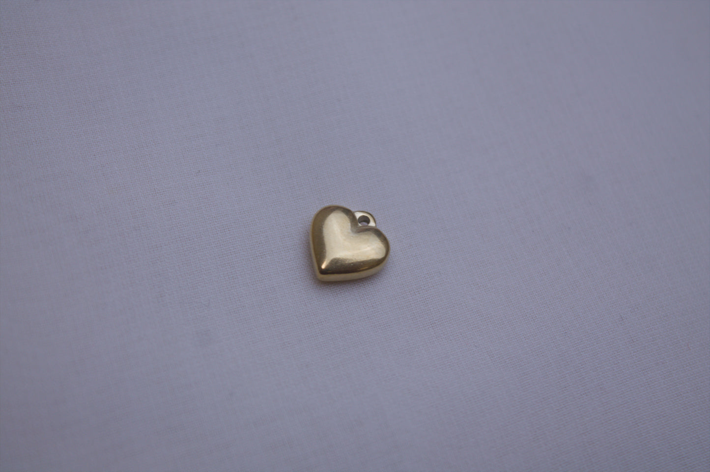 Gold Crystal Puffy Heart Charm