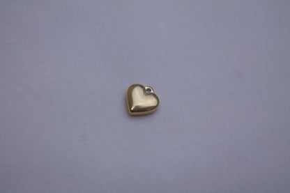 Gold Crystal Puffy Heart Charm