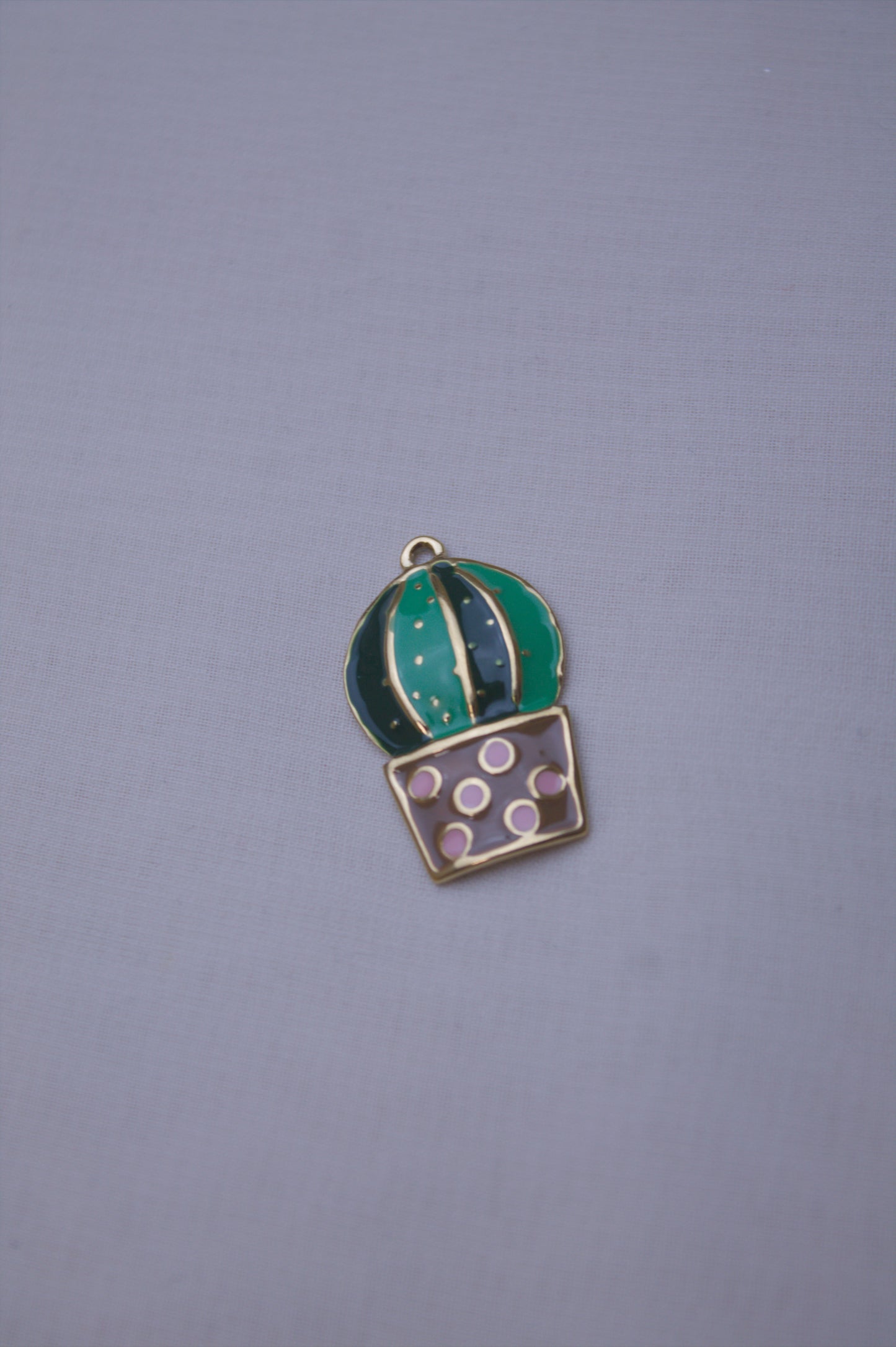 Enamel Green Potted Cactus Charm