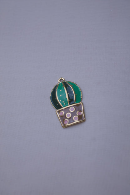 Enamel Green Potted Cactus Charm