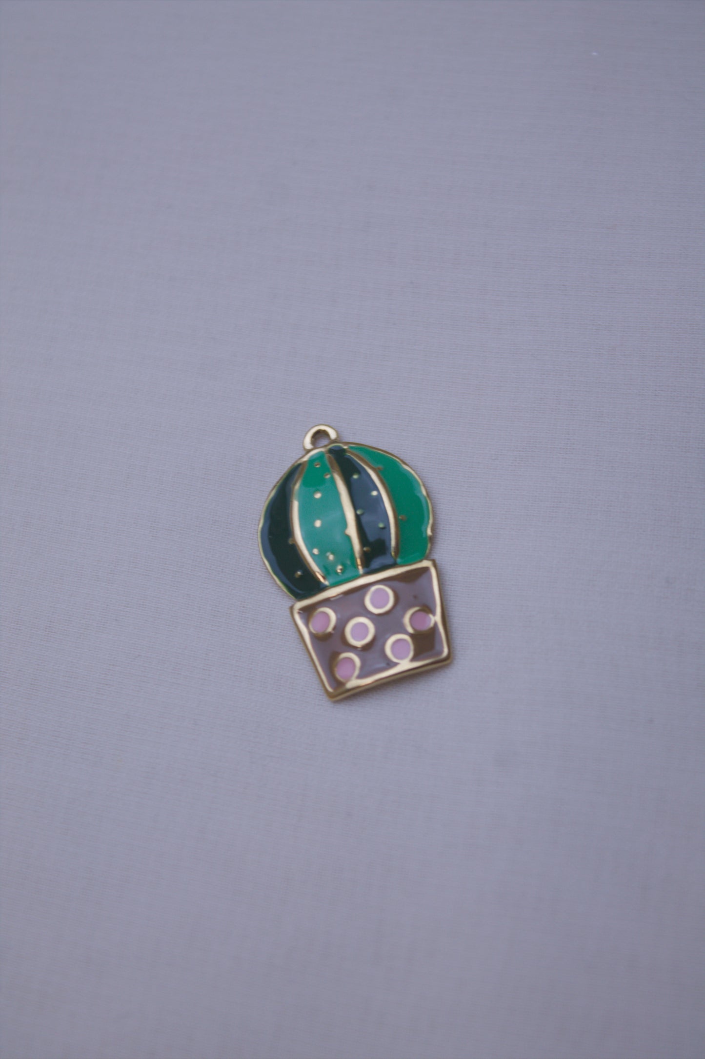 Enamel Green Potted Cactus Charm