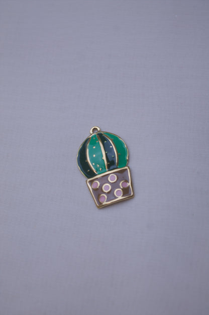 Enamel Green Potted Cactus Charm