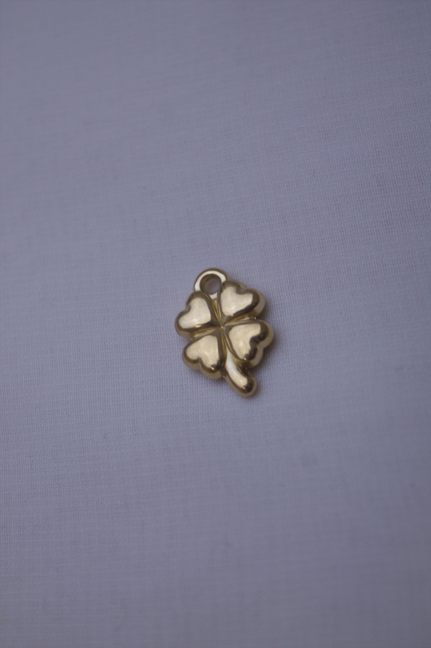 Gold White Enamel Clover Charm