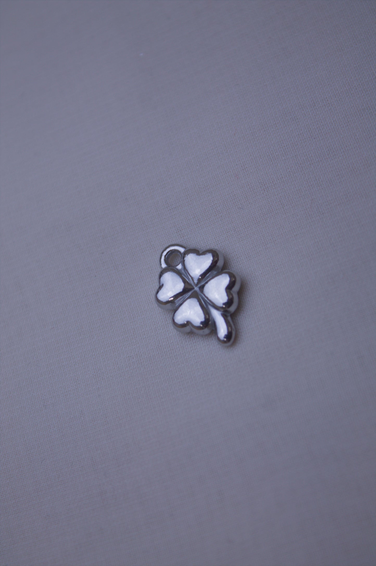 Silver White Enamel Clover Charm