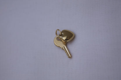 Classic Gold Heart Key Charm