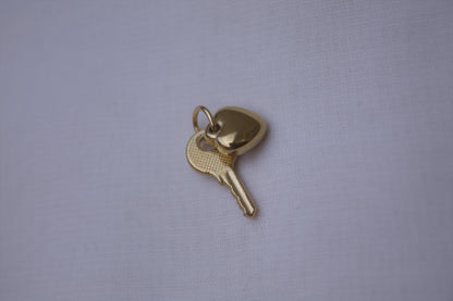 Classic Gold Heart Key Charm