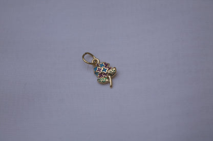 Gold Multicolor Enamel Flower Charm