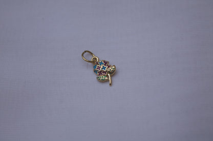 Gold Multicolor Enamel Flower Charm