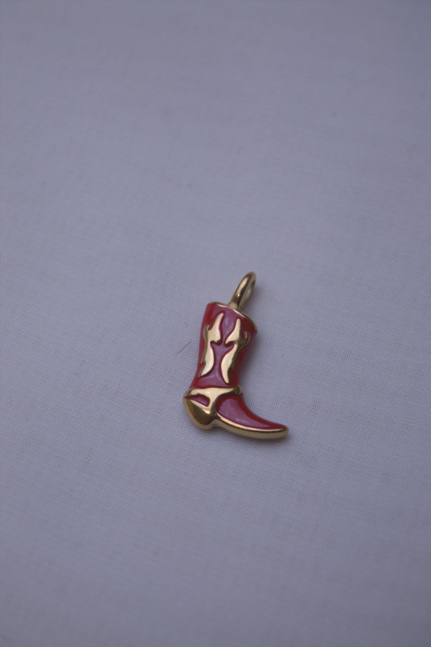 Pink Enamel Cowboy Boot Charm