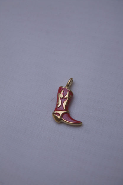 Pink Enamel Cowboy Boot Charm