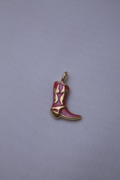 Pink Enamel Cowboy Boot Charm