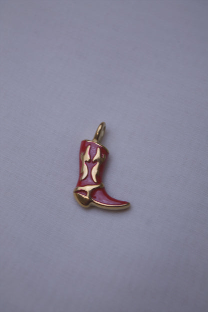 Pink Enamel Cowboy Boot Charm