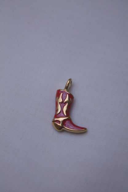 Pink Enamel Cowboy Boot Charm