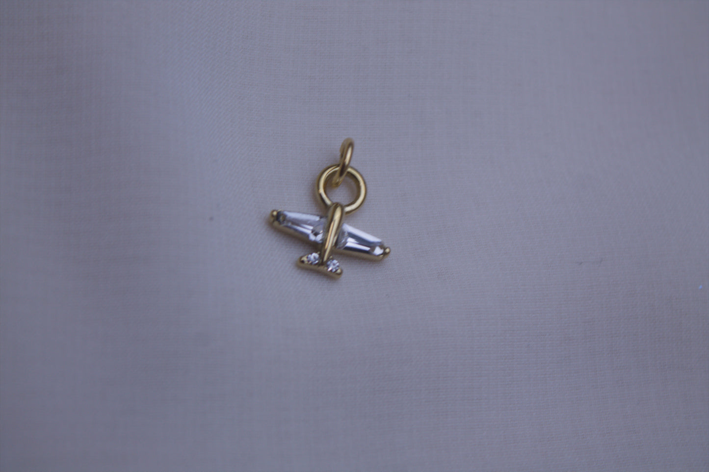 Gold Crystal Airplane Charm