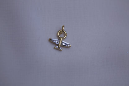 Gold Crystal Airplane Charm