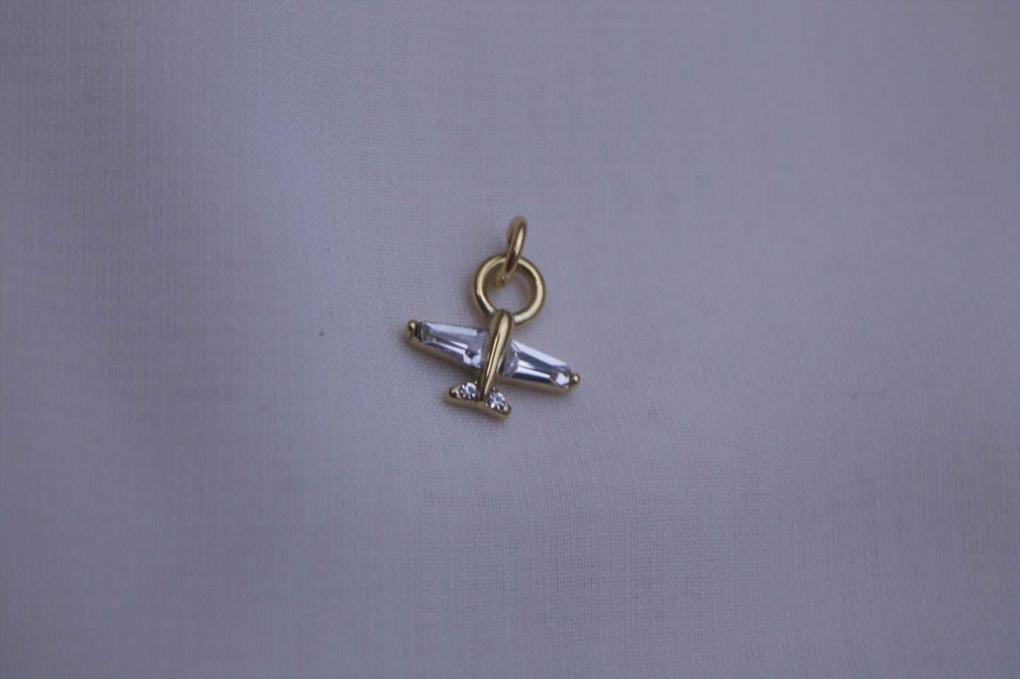 Gold Crystal Airplane Charm